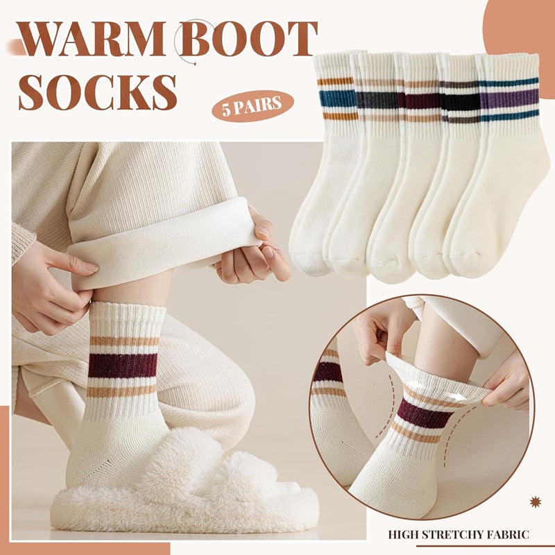 Velice Merino Wool Socks for Women 5 Pairs Warm Winter Hiking Thick Thermal Cozy Boot Work Soft Ladies Crew Socks - Image 3